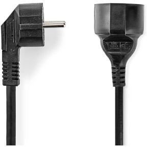 Stroomkabel | Type F (CEE 7/7) Male | Type F (CEE 7/7) Female | Gehoekt | Recht | Vernikkeld | 5.00 m | Rond | PVC | Zwart