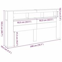 LED Hoofdbord Zwart eiken 200 x 18.5 x 103.5 cm Bewerkt hout - thumbnail