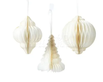 Kerstornament Papier 11cm Wit Assorti 1st