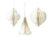 Kerstornament Papier 11cm Wit Assorti 1st - thumbnail