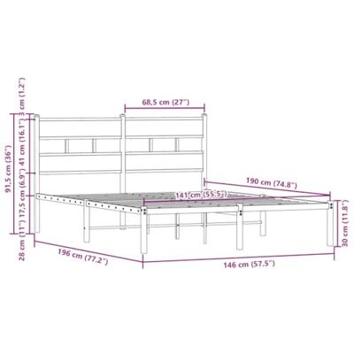Bedframe met hoofdbord zonder matras bruin eiken 140x190 cm