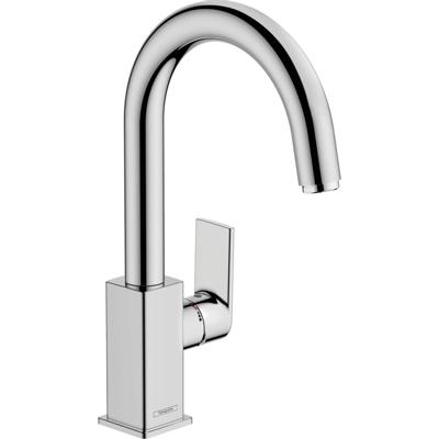 Wastafelmengkraan HansGrohe Vernis Blend 210 Eengreeps Met Trekwaste En Draaibare Uitloop Vierkant Chroom