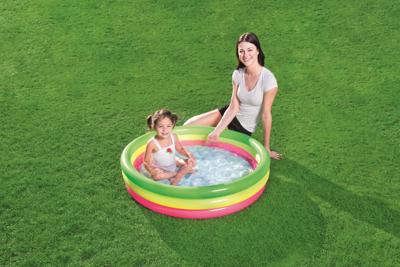 Bestway Opblaasbaar Kinderzwembad 3 Ringen Gewatteerde Bodem 102x25 cm +2 Jaar Tuin 51104