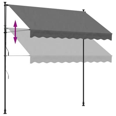 Luifel uittrekbaar 250x150 cm stof en staal antracietkleurig - thumbnail