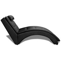 Chaise longue met kussen kunstleer zwart - thumbnail