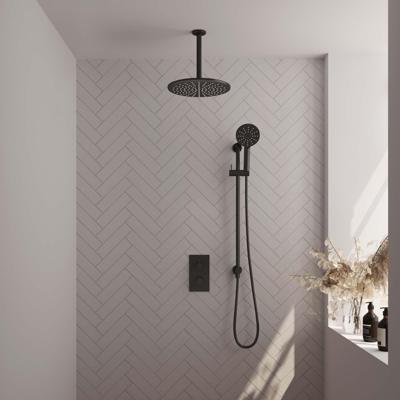 Inbouw Regendouche Set Brauer Black Edition Plafond Uitloop Ronde Hoofddouche 30 cm Met Glijstang en Handdouche 3 Standen Mat Zwart Brauer