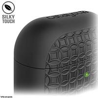 Keyring Case voor AirPods 1 en 2 - Siliconen AirPods-case met textuurpatroon, oplaadlampje zichtbaar, oppervlakteafwerking met extra grip, inclusief sleutelring, compatibel met draadloos opladen - Stealth-zwart - thumbnail