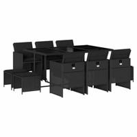 11-delige Tuinset met kussens poly rattan zwart - thumbnail
