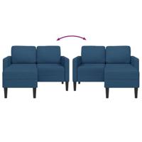 2-zitsbank met ligstoel L-vormig 125 cm stof blauw - thumbnail