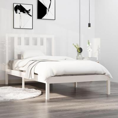 Bedframe massief grenenhout wit 90x200 cm
