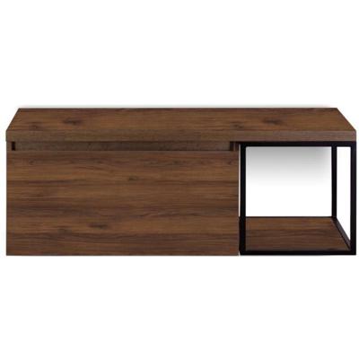 Frozen Badmeubelset 120 cm - Greeplijst in Kleur - Zwart Frame - Wastafelbovenblad Walnoot