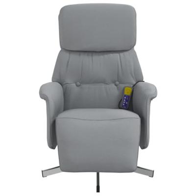 Massagestoel verstelbaar met voetensteun stof lichtgrijs