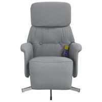 Massagestoel verstelbaar met voetensteun stof lichtgrijs - thumbnail
