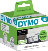 DYMO S0929100 Rol met etiketten 89 x 51 mm Papier Wit 300 stuk(s) Niet hechtend Etiketten voor afspraakkaartjes, Visitekaartjes - thumbnail