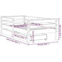 Kinderbedframe met lades 70x140 cm massief grenenhout wit - thumbnail
