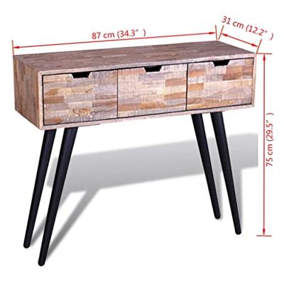 Wandtafel met 3 lades gerecycled teakhout