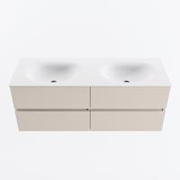 MONDIAZ VICA 130cm badmeubel onderkast Linen 4 lades. Wastafel MOON dubbel zonder kraangat, kleur Talc. - thumbnail