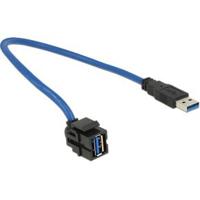 Delock 86375 Keystone-module USB 5 Gbps type-A female 250° naar type-A male met 0,5 m kabel zwart - thumbnail
