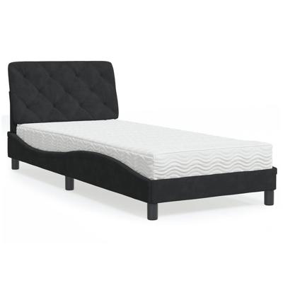 Bed met matras fluweel zwart 90x190 cm