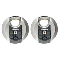 Masterlock 2 x 70mm diam. stainless steel keyed alike padlocks - octagonal boron- - M40EURT - thumbnail
