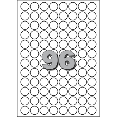 Etiket Avery A5 papier rond 15mm wit 1536 stuks 96 per vel
