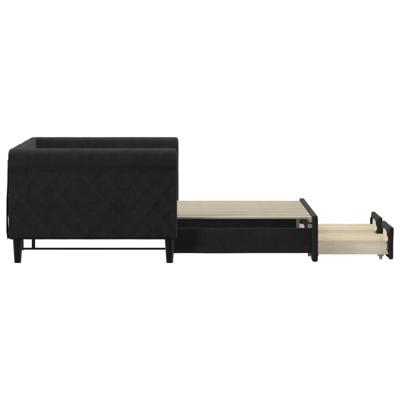 Slaapbank met onderschuifbed en lades 90x200 cm fluweel zwart