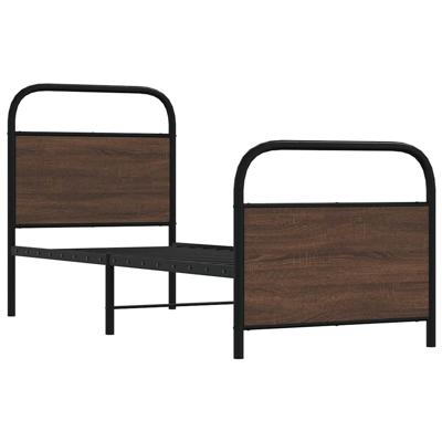 Bedframe zonder matras metaal bruin eikenkleurig 137x190 cm