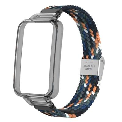 Braided nylon bandje met case - Multicolor Dark - Xiaomi Smart band 7 Pro