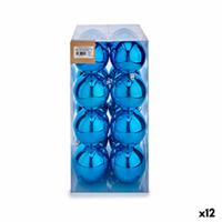 Set kerstballen Blauw Plastic 8 x 9 x 8 cm (12 Stuks) - thumbnail