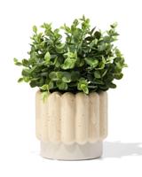 HEMA Bloempot ⌀13x12.5cm keramiek ribbels grijs (grijs) - thumbnail