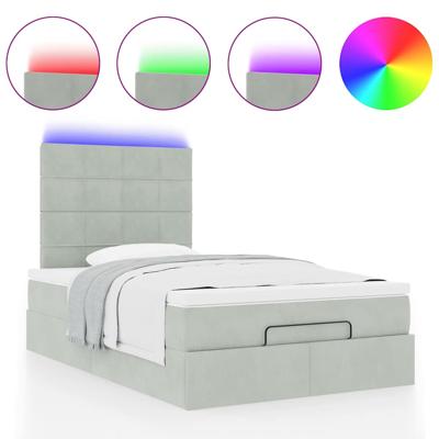 Ottoman bed met matrassen en LED's 200x200cm fluweel lichtgrijs