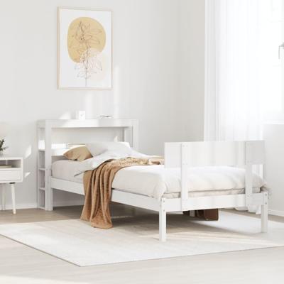 Bedframe zonder matras massief grenenhout wit 75x190 cm