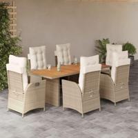 7-delige Tuinset met kussens poly rattan beige - thumbnail