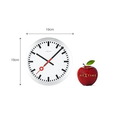 NeXtime ne-3998st wandklok dia. 19 cm, geborsteld aluminium, 'station'