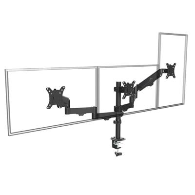 Steun voor 3 Maclean monitoren, gasveer, 17"-27", 2-8kg, zwart, MC-137
