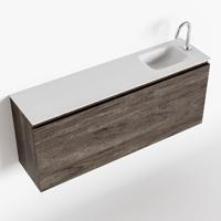 MONDIAZ OLAN 120cm toiletmeubel dark brown. LEX wastafel talc rechts 1 kraangat - thumbnail