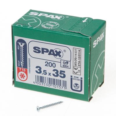200 Spax schroeven 3,5x35mm voldraad verzonken kop T20