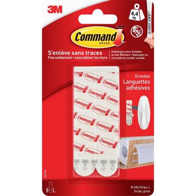 Command kleef- en navulstrip, large, wit, blister van 8 stuks Command kleef- en navulstrip, large, wit, blister van 8 stuks