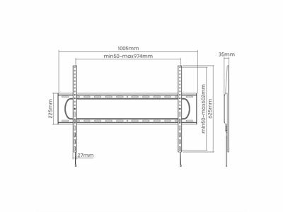 VALUE TV muurbeugel, 35 mm voor afstand tot de muur, vast, <304,8cm/120, <120kg