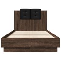 Bedframe hoofdbord bewerkt hout bruin eikenkleurig 75x190 cm - thumbnail