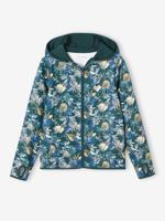 Sport sweatshirt met rits en bloemenprint in technisch materiaal groen, bedrukt - thumbnail