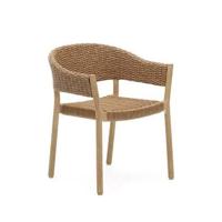Kave Home Tuinstoel 'Pola' Eucalyptushout en rattan - thumbnail