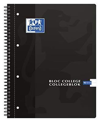 Collegeblok Oxford A4+ lijn 4-gaats 180 pagina's 80gr zwart | 5 stuks Collegeblok Oxford A4+ lijn 4-gaats 180 pagina's 80gr zwart | 5 stuks
