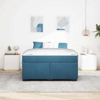 Bedframe met matras Donkerblauw 160 x 200 cm Fluweel - thumbnail