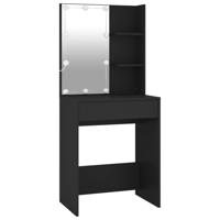 Kaptafel met kastje LED bewerkt hout zwart - thumbnail