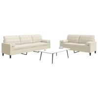 2-delige Loungeset met kussens en bolsters fluweel crèmekleurig - thumbnail