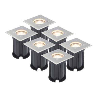 Set van 6 LED Grondspots vierkant buiten - Dimbaar - GU10 - 2700K warm wit - 4 Watt 345 lumen - Tuinspot - Oprit - RVS - IP65 Waterdicht Set van 6 LED Grondspots vierkant buiten - Dimbaar - GU10 - 2700K warm wit - 4 Watt 345 lumen - Tuinspot - Oprit - RVS - IP65 Waterdicht