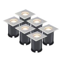 Set van 6 LED Grondspots vierkant buiten - Dimbaar - GU10 - 2700K warm wit - 4 Watt 345 lumen - Tuinspot - Oprit - RVS - IP65 Waterdicht - thumbnail