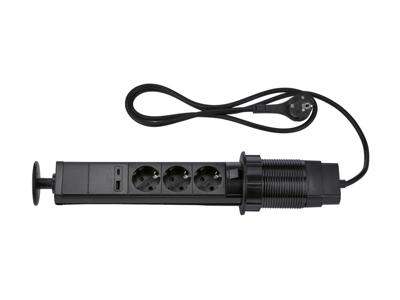 TRONIC Stekkerdoos (Tafelstekkerdoos, Zwart)