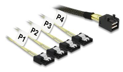 Delock HDD Aansluitkabel [1x Mini-SAS-bus (SFF-8643) - 4x SATA-stekker 7-polig] 0.50 m Zwart